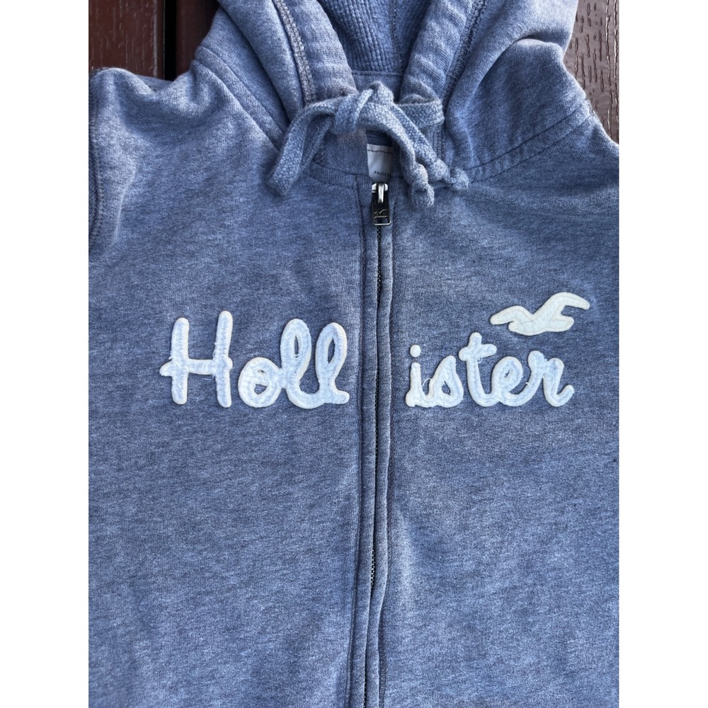 Hollister California Blue Full Zip Logo Hoodie Sweatshirt Womens  Large